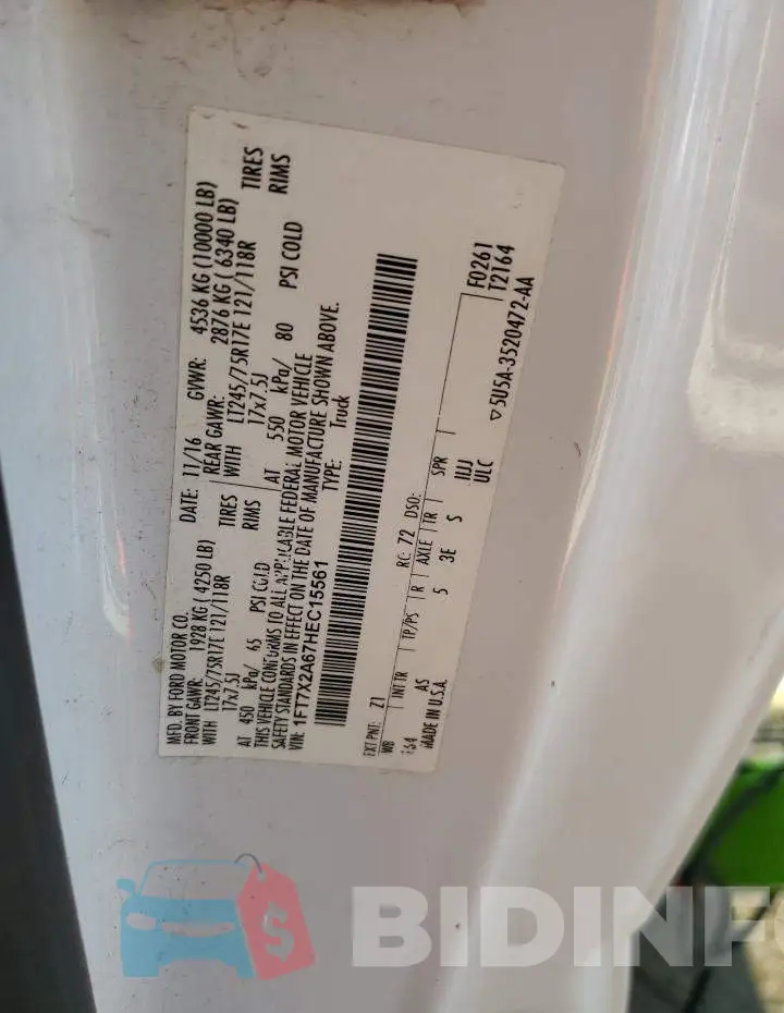 1FT7X2A67HEC15561 Photo# 12