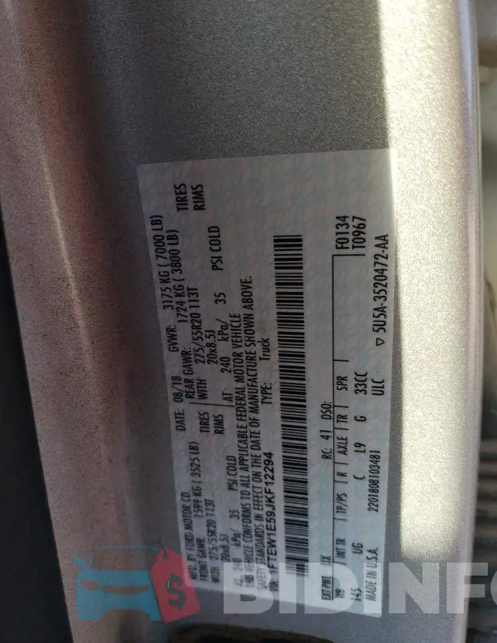 1FTEW1E59JKF12294 Photo# 12