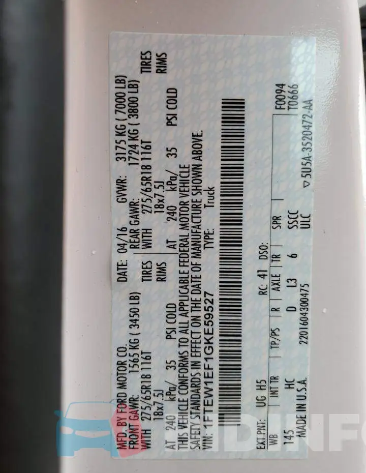 1FTEW1EF1GKE59527 Photo# 12