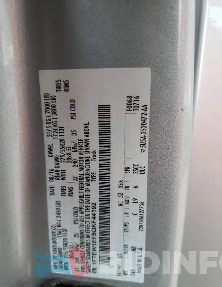 1FTEW1EF5GKF44192 Photo# 12