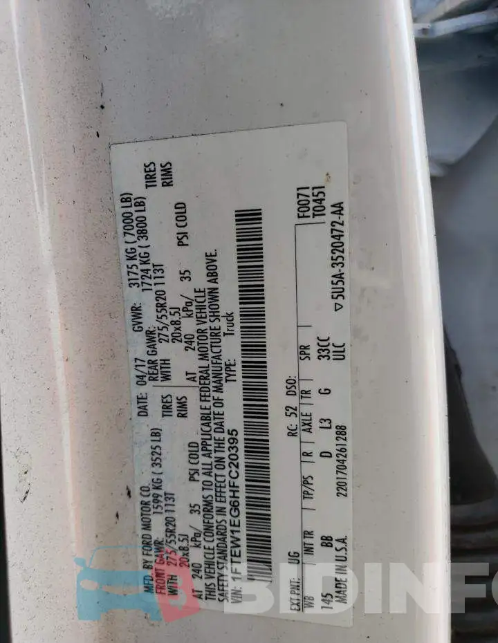 1FTEW1EG6HFC20395 Photo# 12