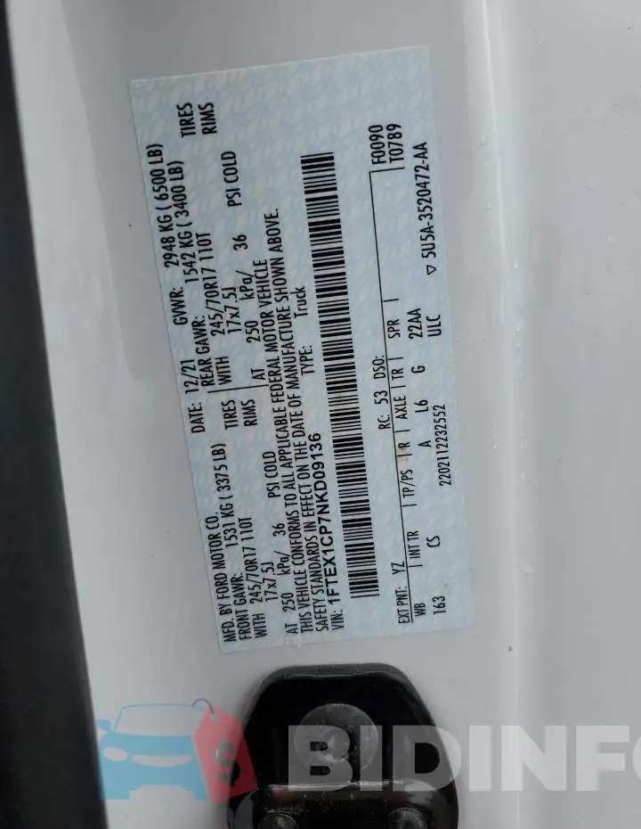 1FTEX1CP7NKD09136 Photo# 10