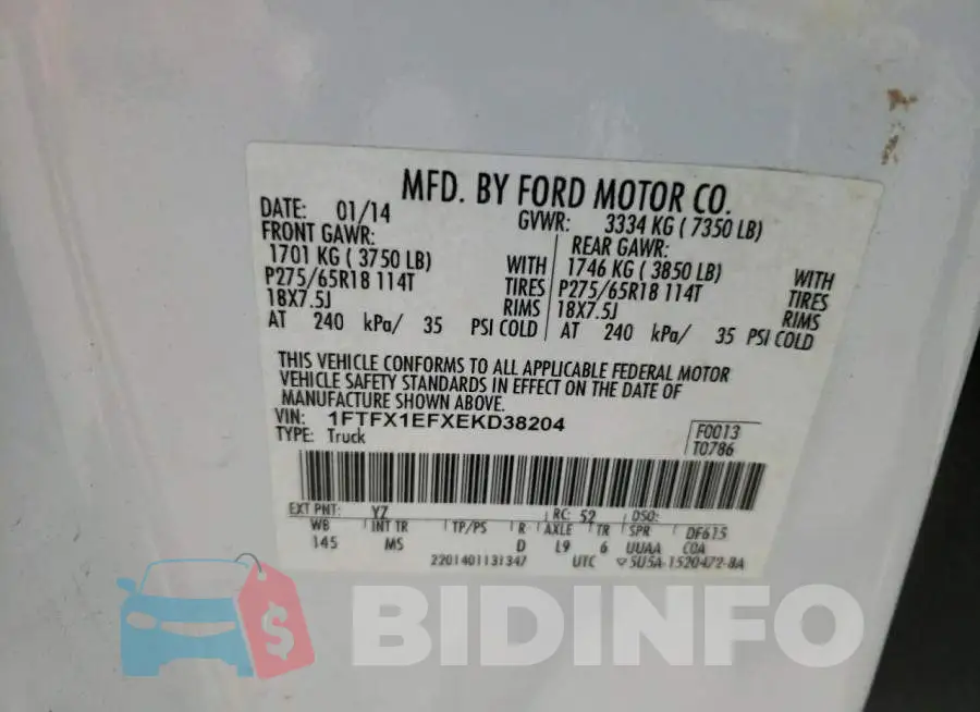 1FTFX1EFXEKD38204 Photo# 12