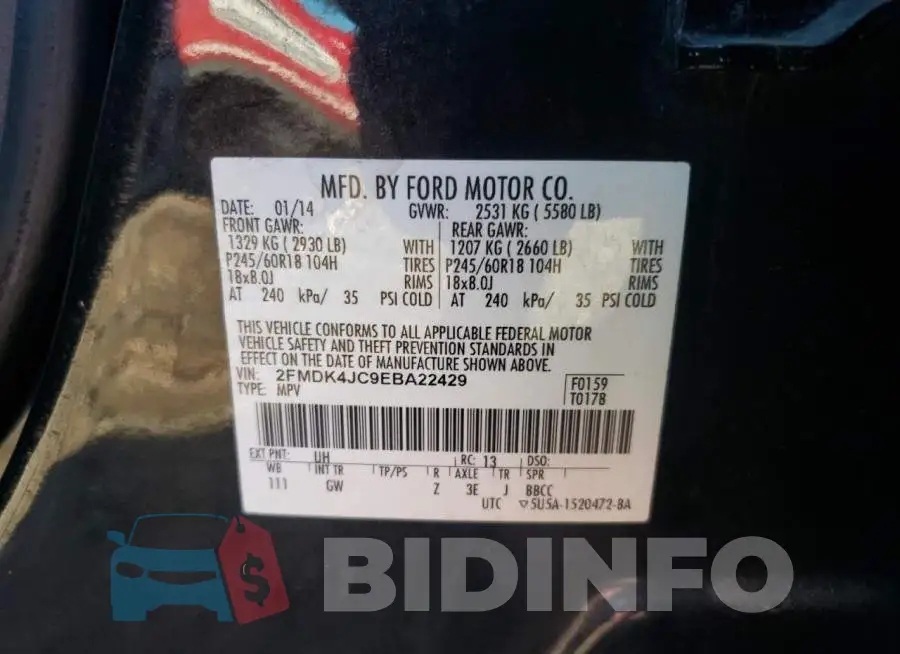 2FMDK4JC9EBA22429 Photo# 12