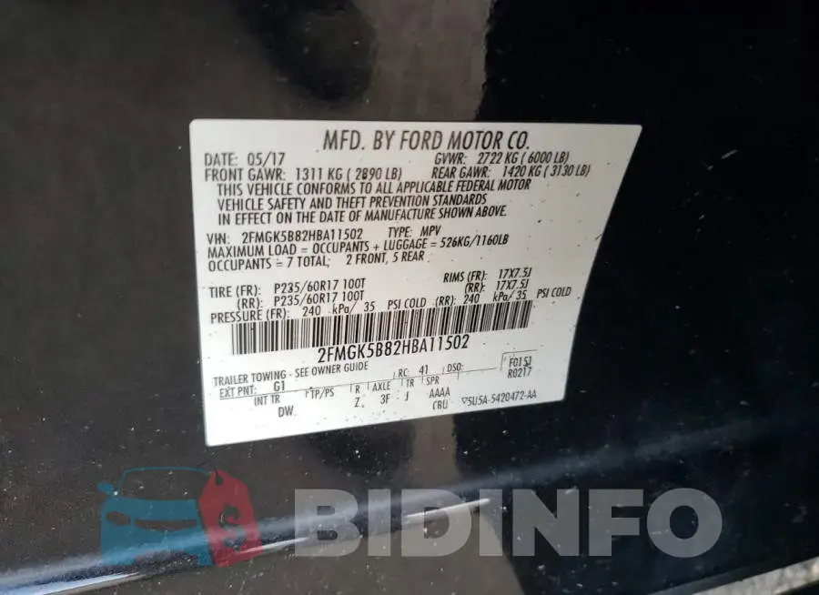 2FMGK5B82HBA11502 Photo# 13