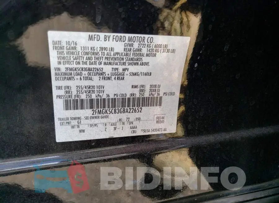 2FMGK5C83GBA22652 Photo# 13