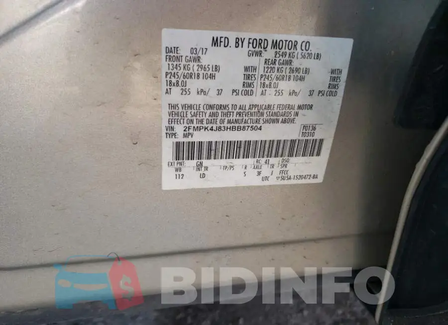 2FMPK4J83HBB87504 Photo# 14