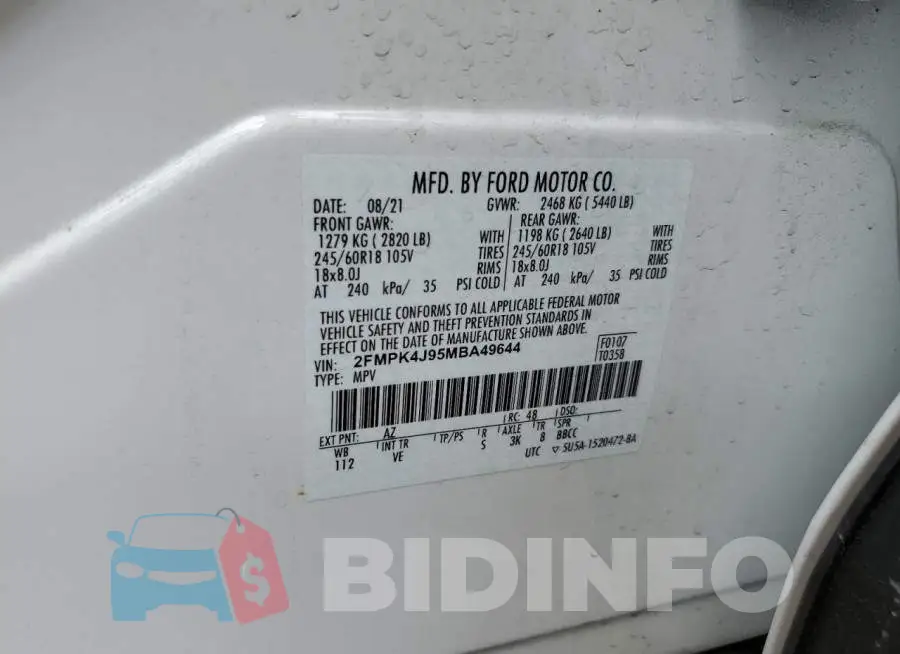 2FMPK4J95MBA49644 Photo# 12