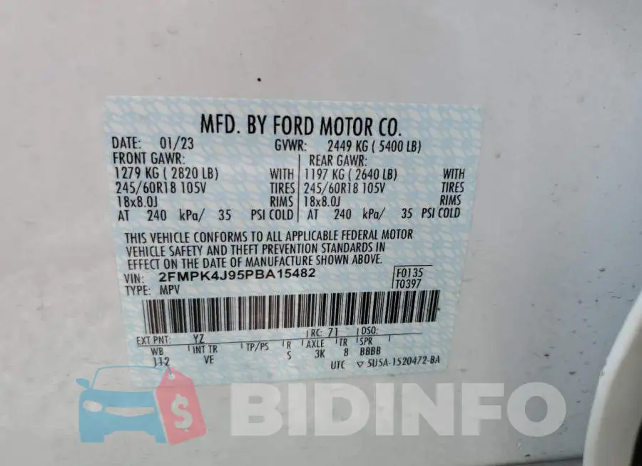 2FMPK4J95PBA15482 Photo# 14