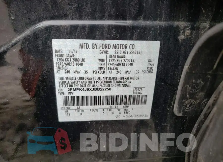 2FMPK4J9XJBB22258 Photo# 13