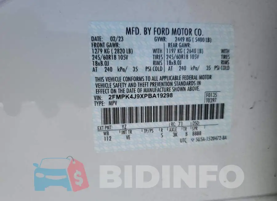 2FMPK4J9XPBA19298 Photo# 14