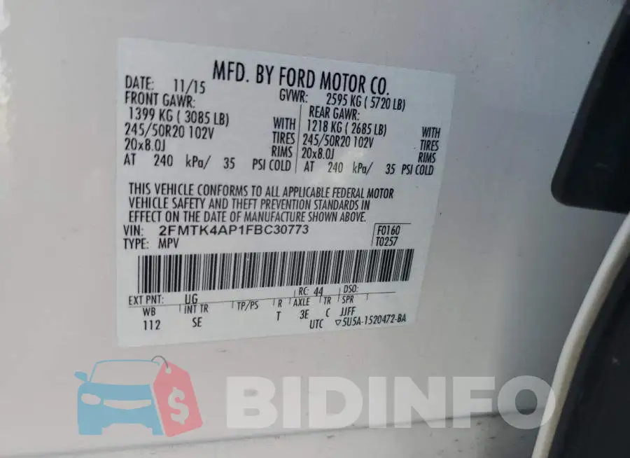 2FMTK4AP1FBC30773 Photo# 13