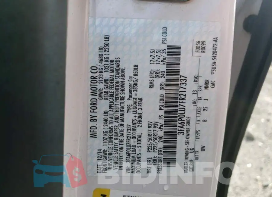 3FA6P0LU7FR217337 Photo# 12