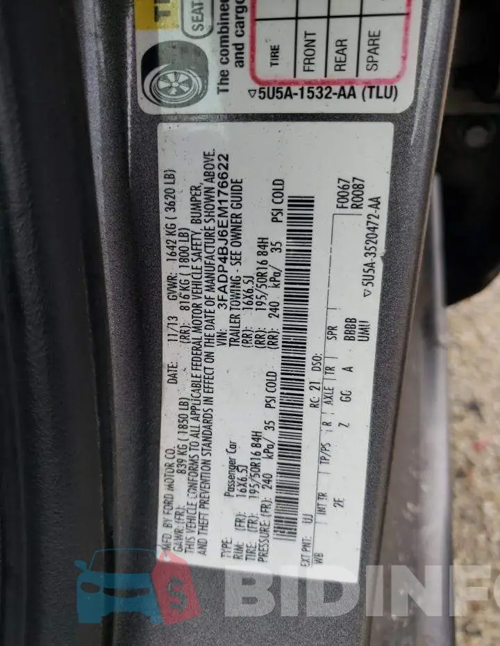 3FADP4BJ6EM176622 Photo# 12