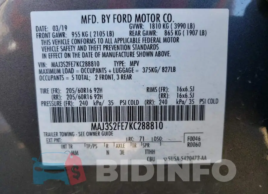 MAJ3S2FE7KC288810 Photo# 14
