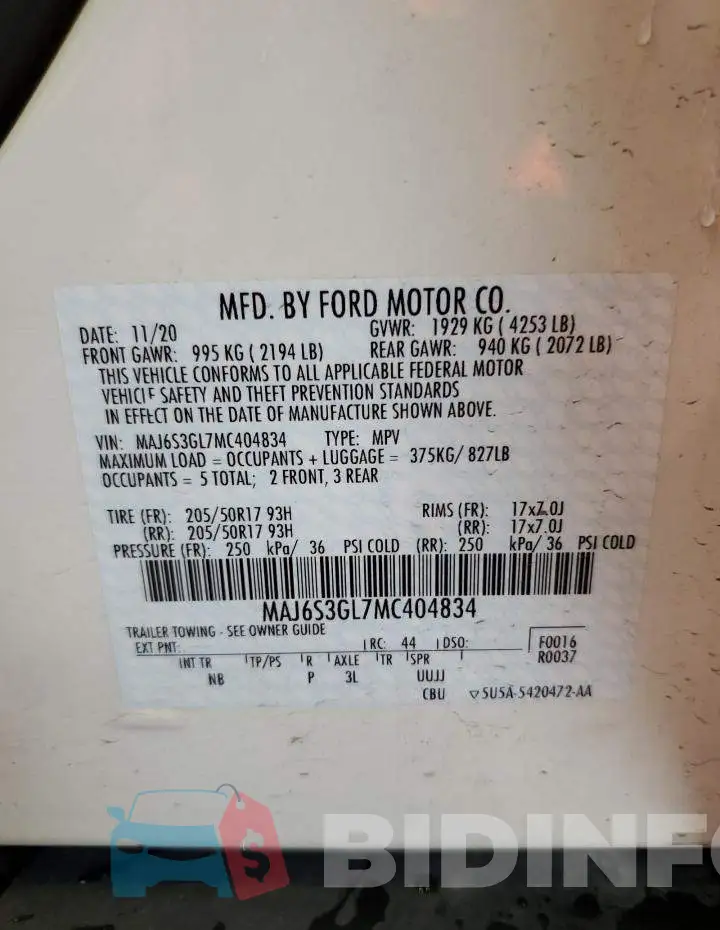 MAJ6S3GL7MC404834 Photo# 14