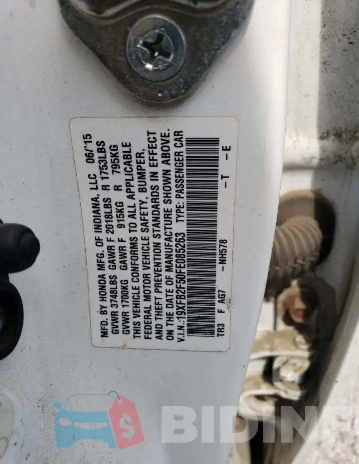 19XFB2F50FE085263 Photo# 13