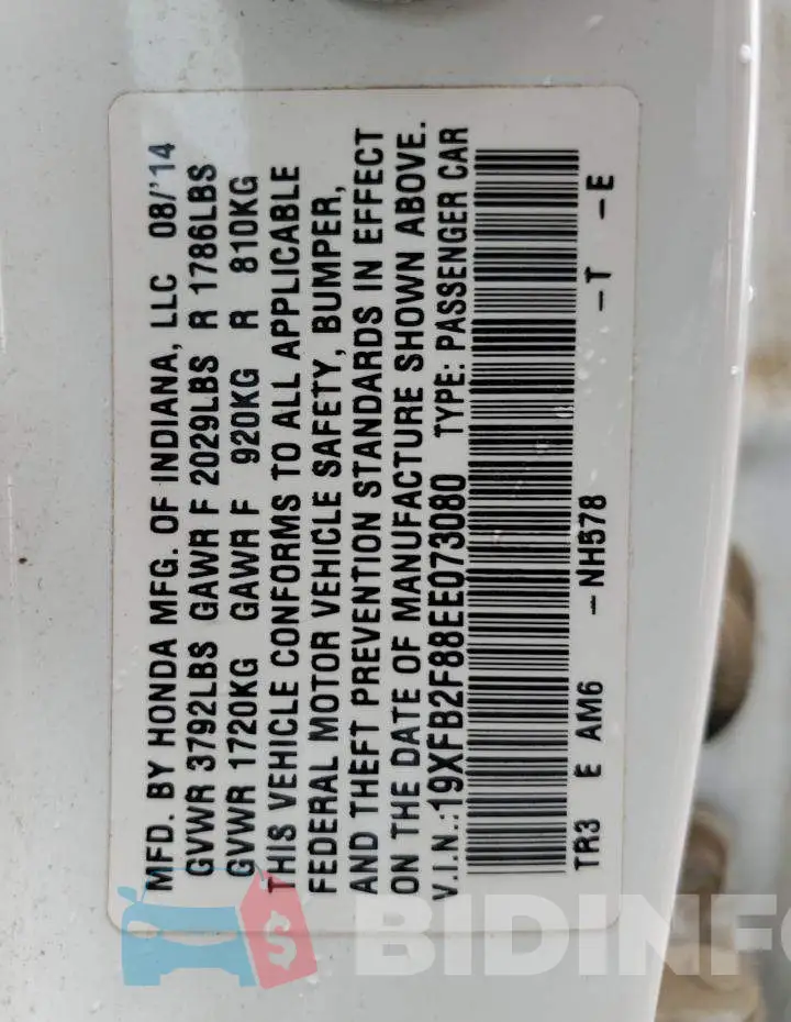19XFB2F88EE073080 Photo# 12