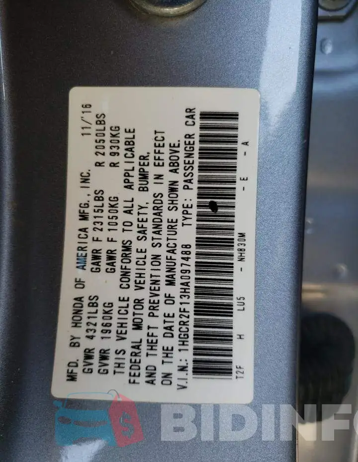 1HGCR2F13HA097488 Photo# 12