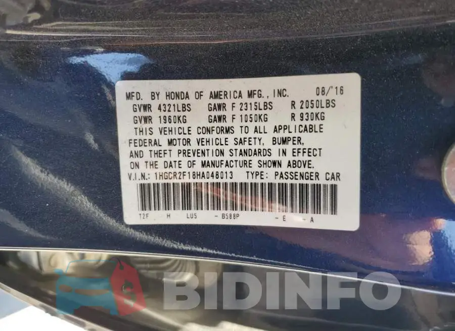 1HGCR2F18HA048013 Photo# 12