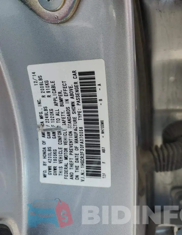 1HGCR2F30FA079058 Photo# 12
