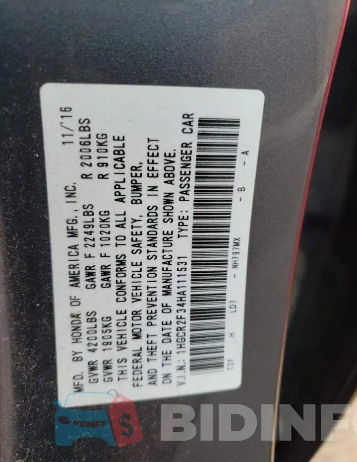 1HGCR2F34HA111531 Photo# 12