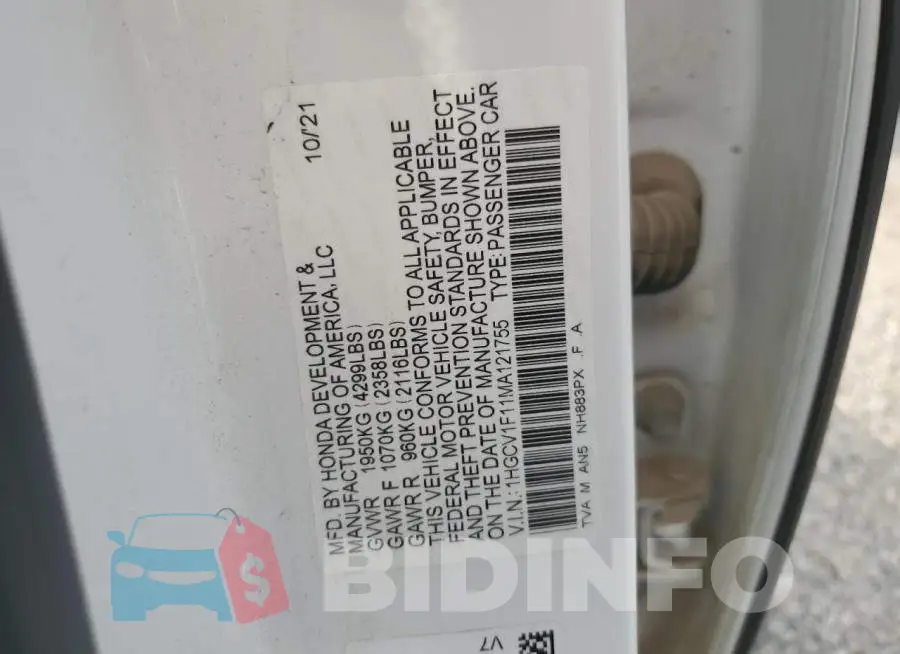 1HGCV1F11MA121755 Photo# 13