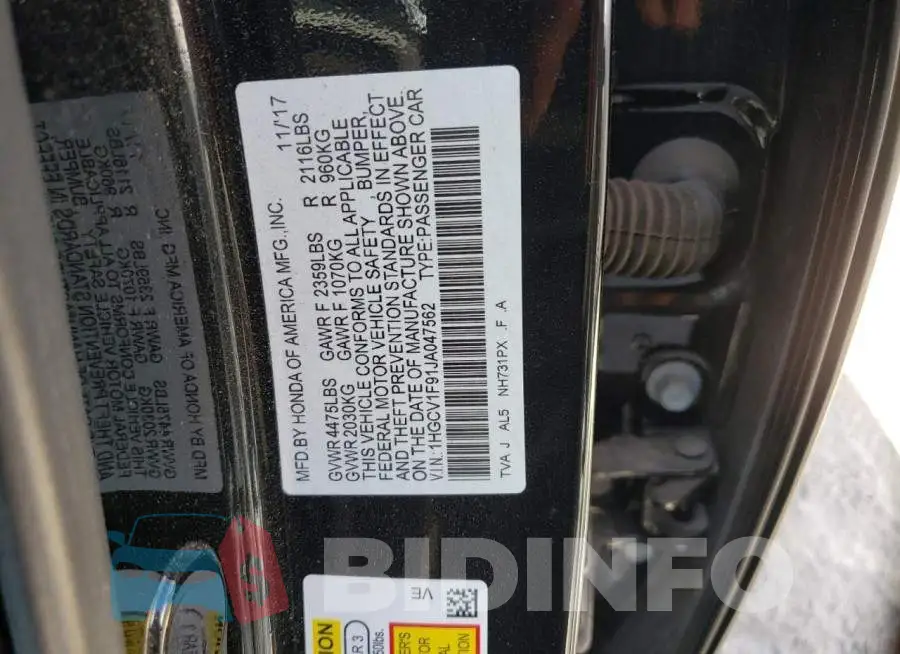 1HGCV1F91JA047562 Photo# 13
