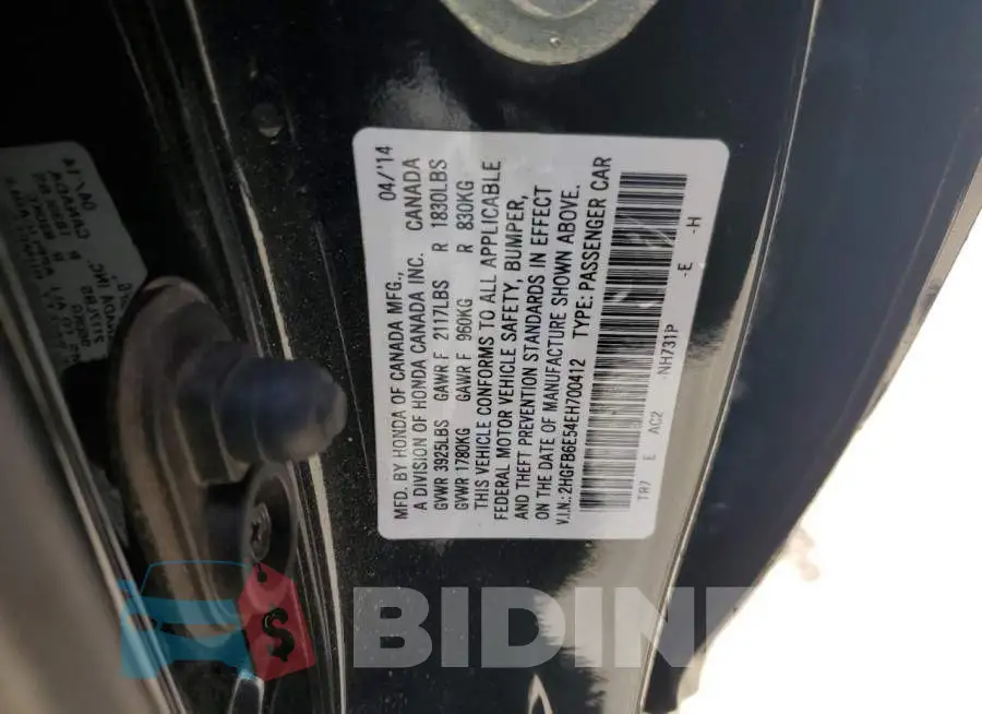 2HGFB6E54EH700412 Photo# 12