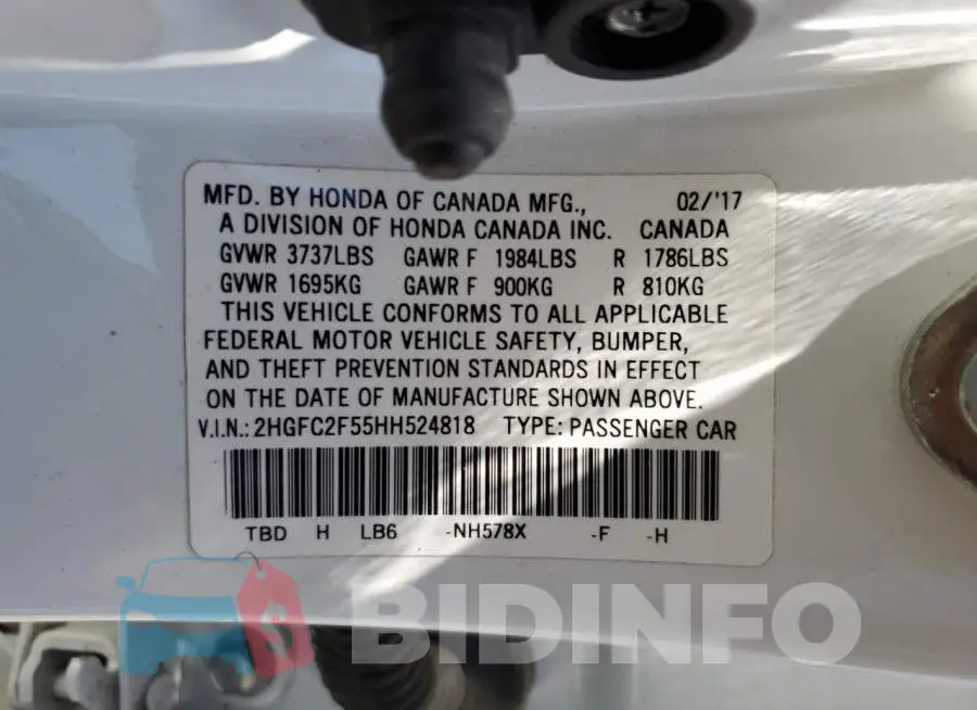 2HGFC2F55HH524818 Photo# 13
