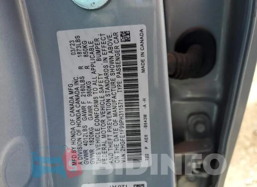 2HGFE1F99PH311571 Photo# 13
