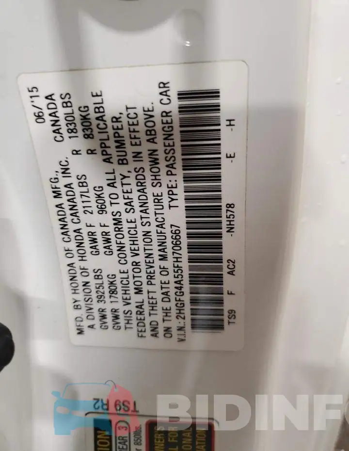 2HGFG4A55FH706667 Photo# 12