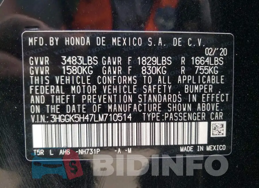 3HGGK5H47LM710514 Photo# 12