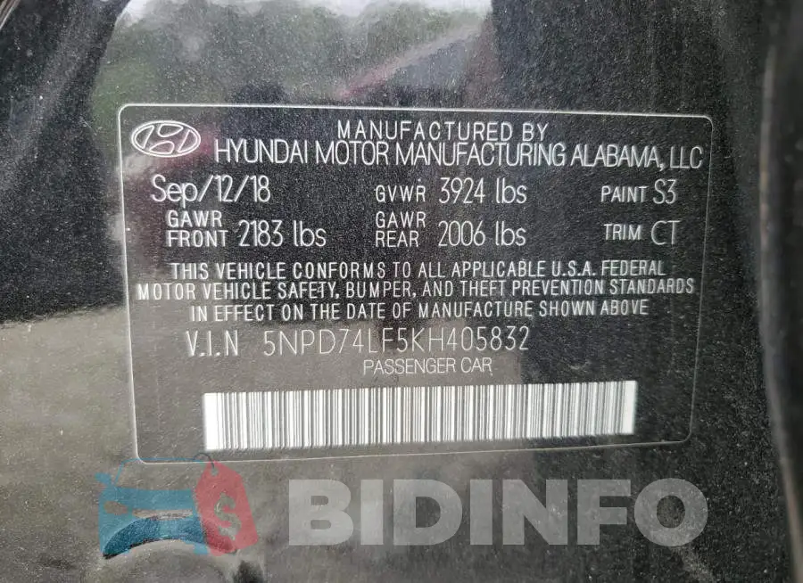 5NPD74LF5KH405832 Photo# 12