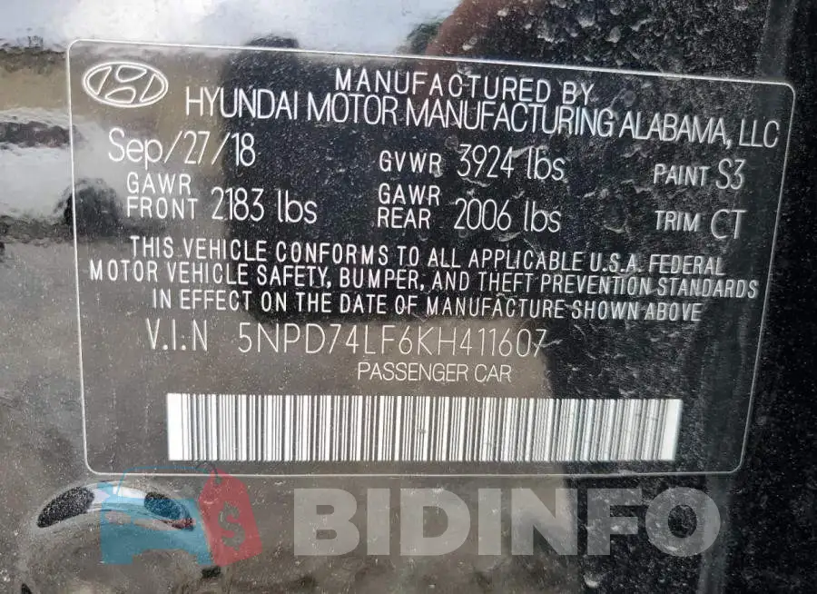 5NPD74LF6KH411607 Photo# 12