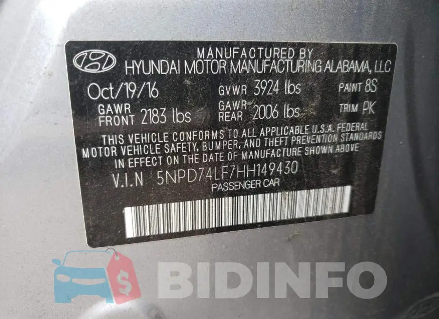 5NPD74LF7HH149430 Photo# 12