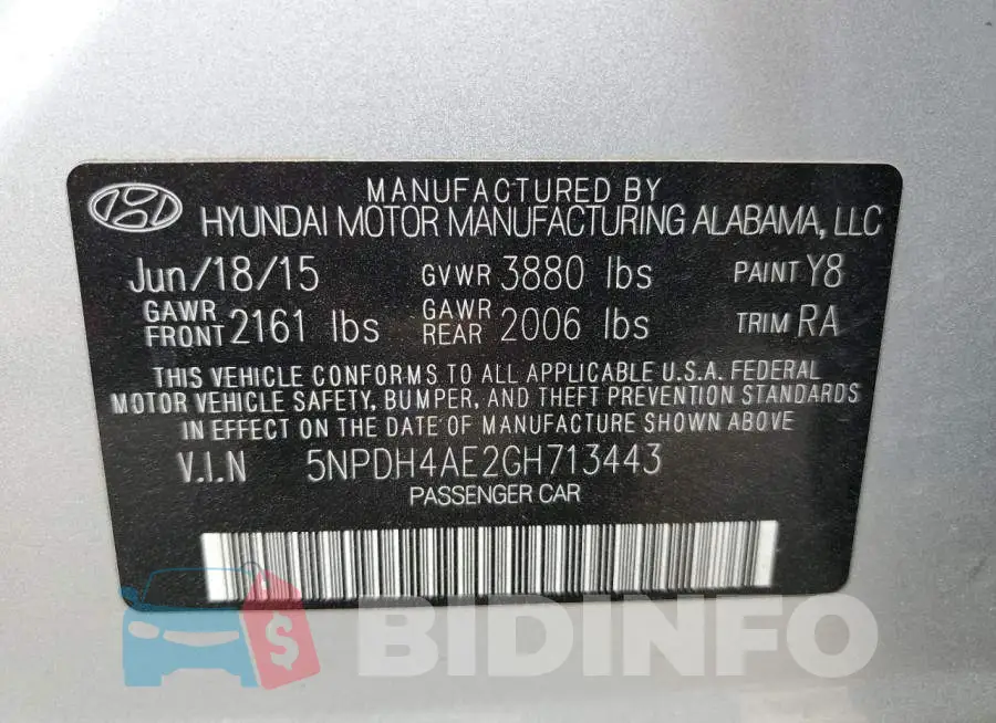 5NPDH4AE2GH713443 Photo# 13