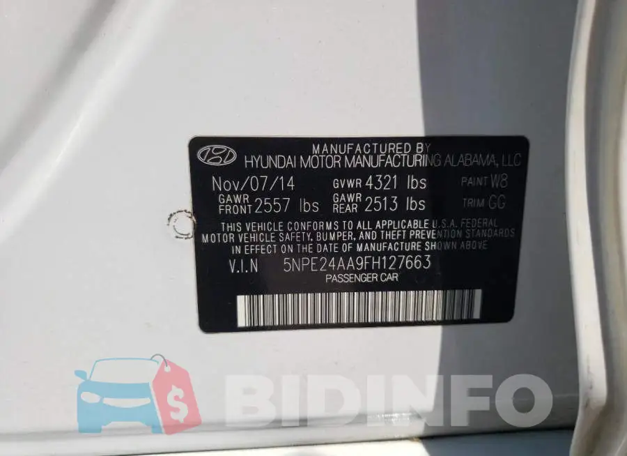 5NPE24AA9FH127663 Photo# 13