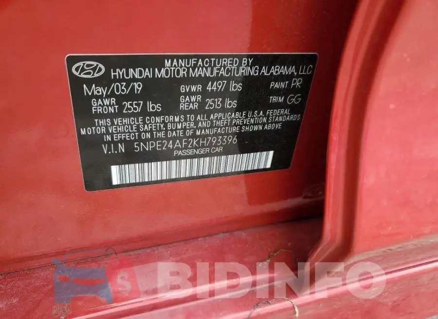 5NPE24AF2KH793396 Photo# 13