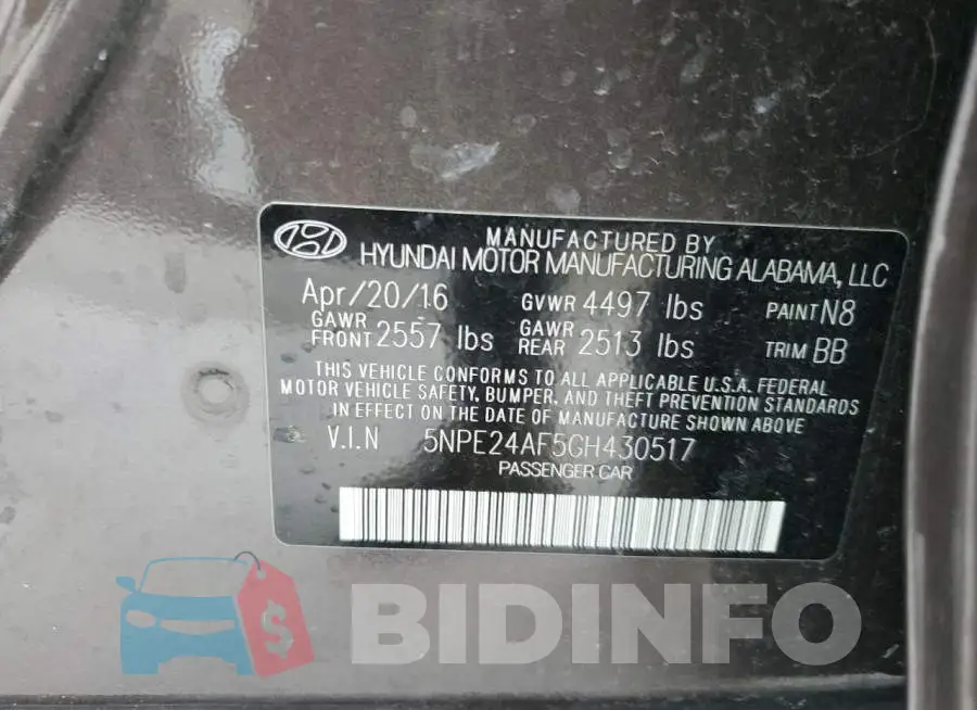 5NPE24AF5GH430517 Photo# 12
