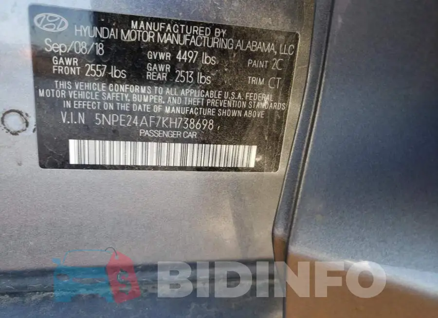5NPE24AF7KH738698 Photo# 13