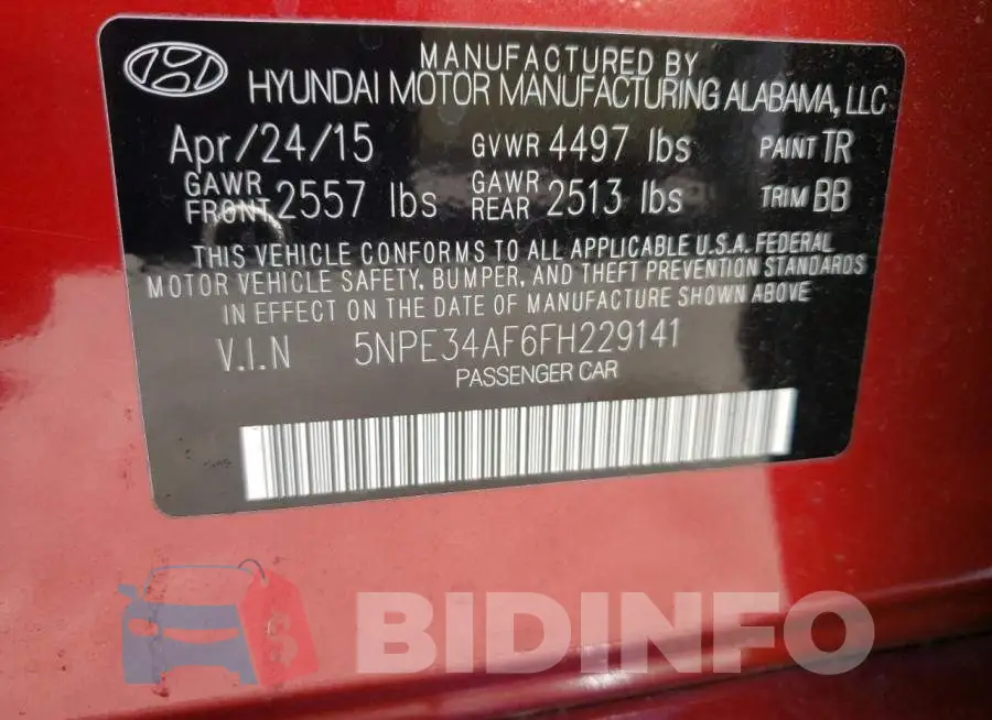 5NPE34AF6FH229141 Photo# 13