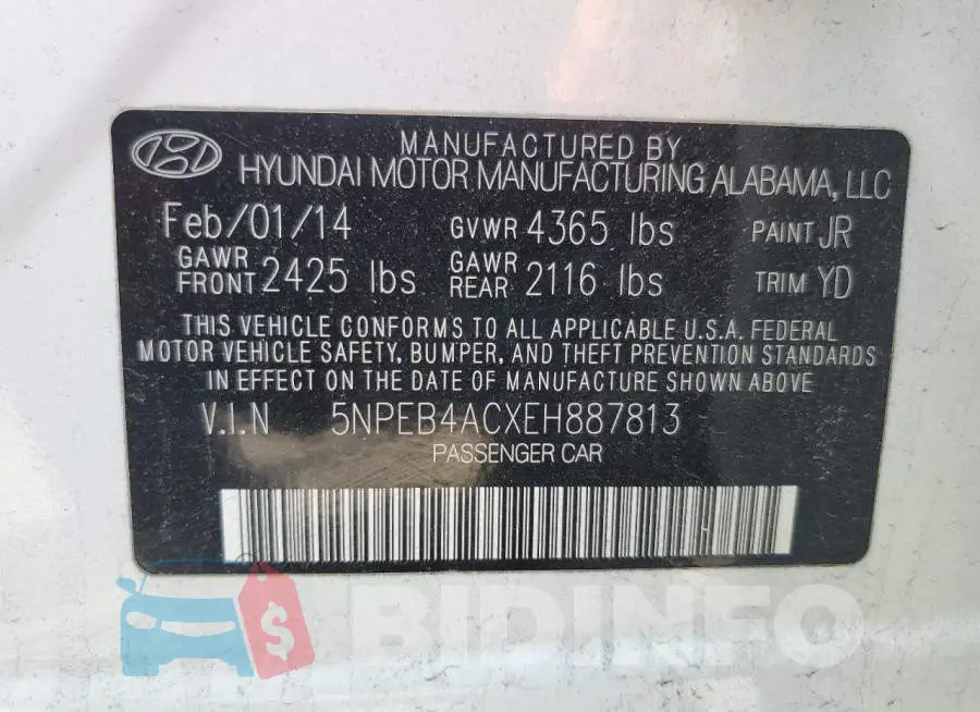 5NPEB4ACXEH887813 Photo# 12