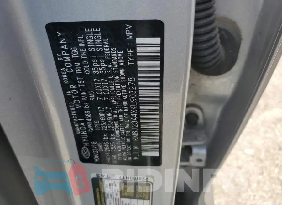 KM8J23A4XKU903278 Photo# 13