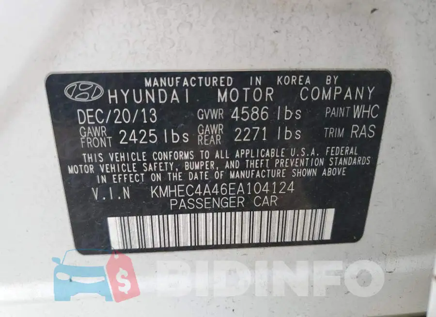 KMHEC4A46EA104124 Photo# 12