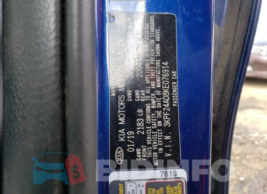 3KPF24AD8KE076914 Photo# 12