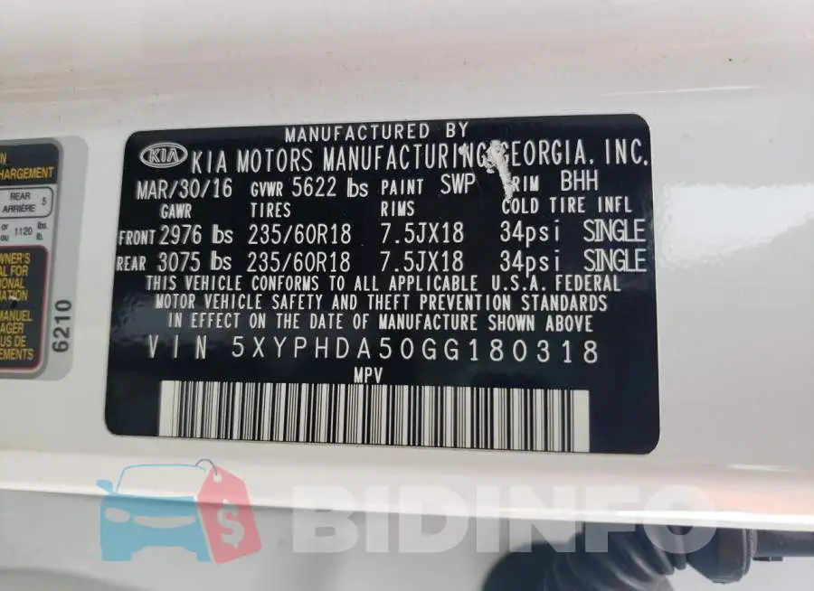 5XYPHDA50GG180318 Photo# 13