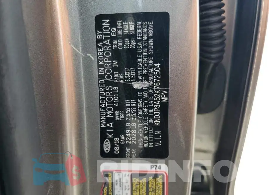 KNDJP3A52K7672504 Photo# 13