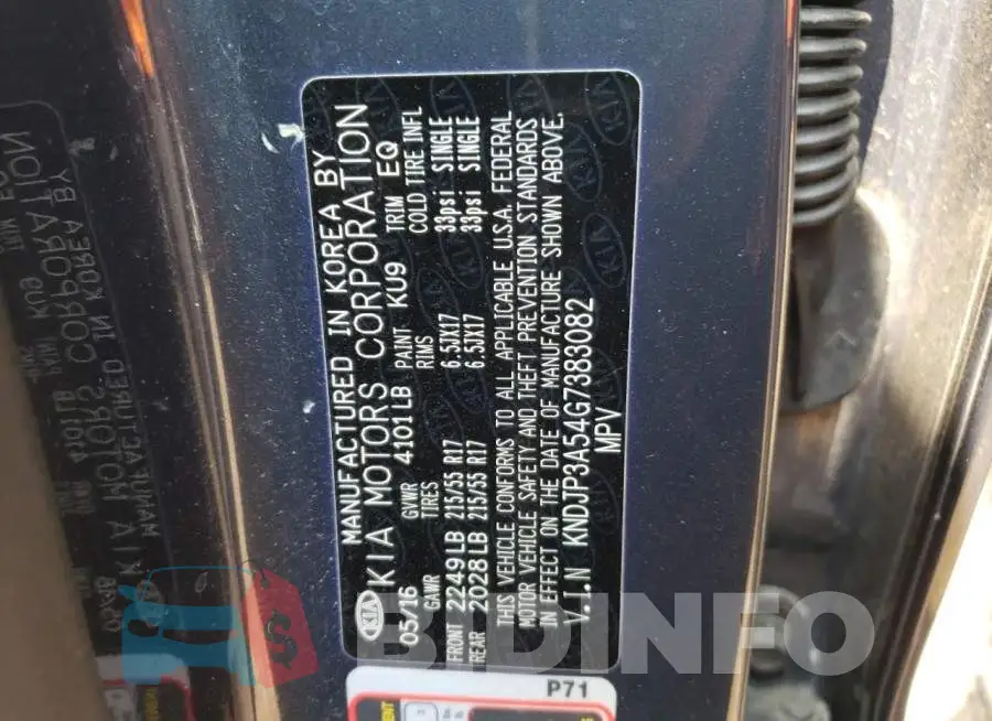 KNDJP3A54G7383082 Photo# 13