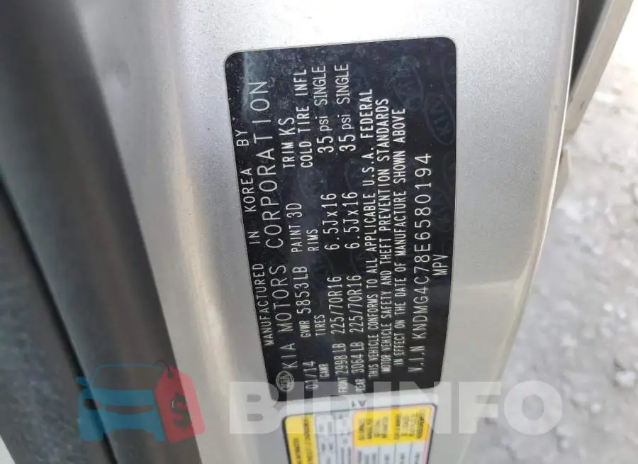 KNDMG4C78E6580194 Photo# 13